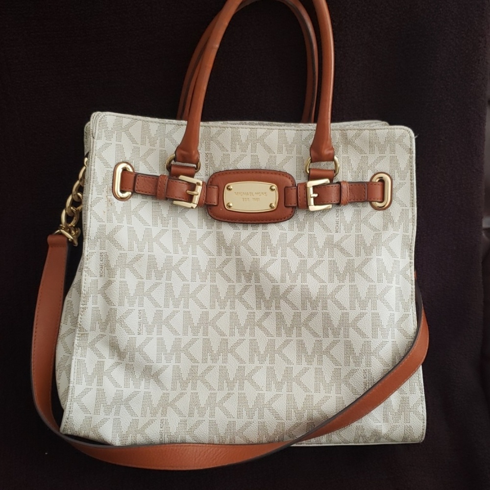 Micheal Kors Hamilton logo monogram leather tote